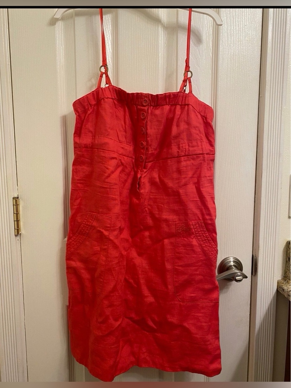 Guess linen woman dress over the knee  S orange